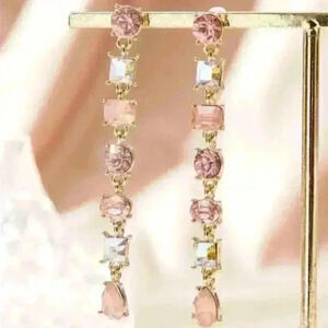 Pink and Clear Multi-Stone Drop Earrings